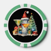 Feestelijke kerstcocktail gratis drink poker chips (Voorkant)