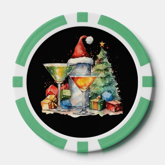 Feestelijke kerstcocktail gratis drink poker chips (Voorkant)