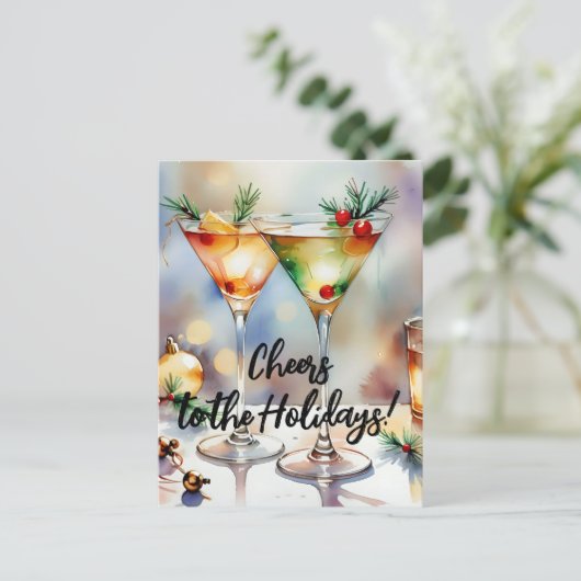 Feestelijke kerstcocktail viering Groet Feestdagenkaart (Staand voorkant)