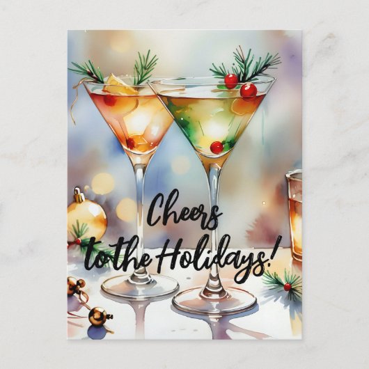 Feestelijke kerstcocktail viering Groet Feestdagenkaart (Voorkant)
