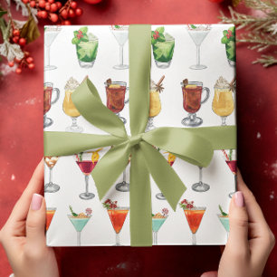 Feestelijke Kerstcocktailparty Aquarel Cadeaupapier