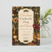 Feestelijke Kerstcocktailparty Kaart (Staand voorkant)
