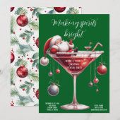 Feestelijke Kerstcocktailparty Kaart (Voorkant / Achterkant)