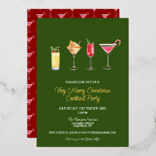 Feestelijke Kerstcocktailparty Kerstmis Folie Uitnodiging