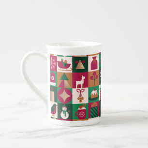 Feestelijke Kerstcollage van cadeaus, bomen, ornam Porselein Kop