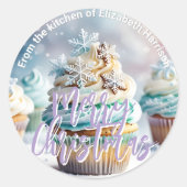 Feestelijke Kerstcupcakes Vakantie Bakken Ronde Sticker (Voorkant)