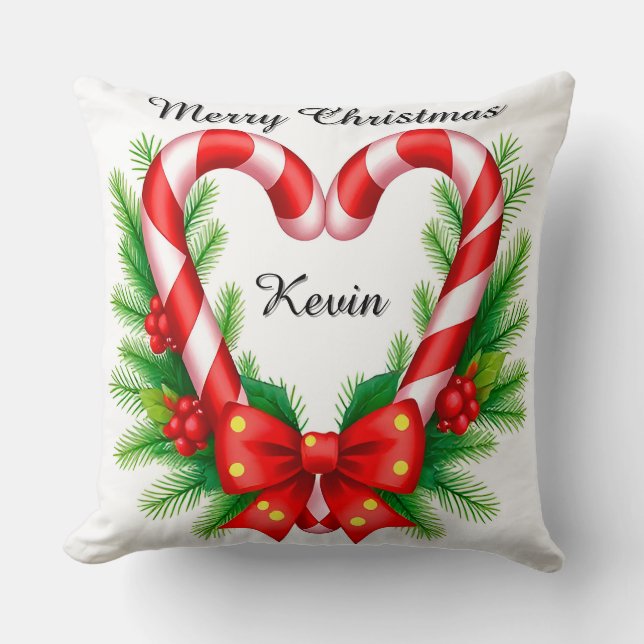 Feestelijke kerstdecoratie met zuurstokken kussen (Voorkant)