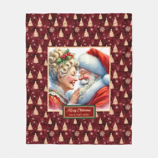 Feestelijke Kerstdeken Mr & Mrs Claus Keepsake Fleece Deken (Voorkant)