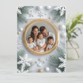 Feestelijke Kerstdennenrand Aangepaste Foto Kaart (Staand voorkant)