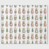 Feestelijke kerstdieren cadeaupapier (Vlak)