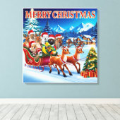 Feestelijke Kerstdieren Canvas 24 "x 24". Afdruk (Insitu (Houten vloer))
