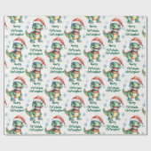 feestelijke kerstdinosaurus cadeaupapier (Vlak)