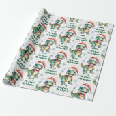 feestelijke kerstdinosaurus cadeaupapier (Uitgerold)