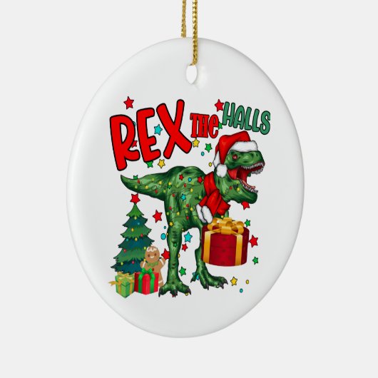 feestelijke kerstdinosaurus voegt gevoel toe keramisch ornament (Rechts)