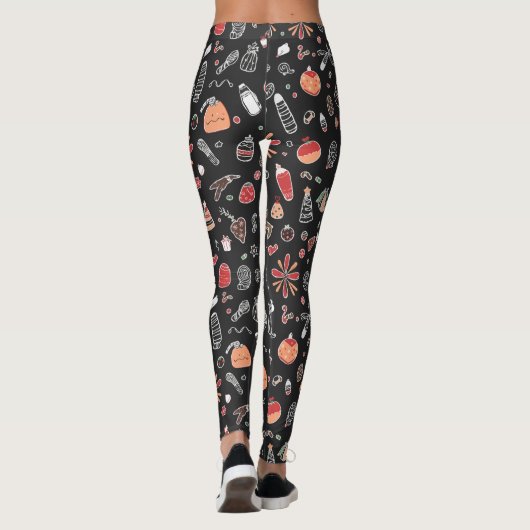 Feestelijke kerstdoedel patroon leggings (Achterkant)
