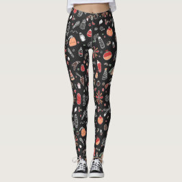 Feestelijke kerstdoedel patroon leggings