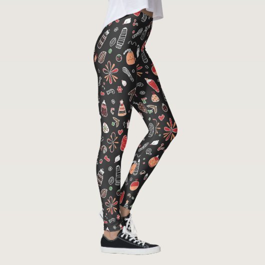 Feestelijke kerstdoedel patroon leggings (Rechts)