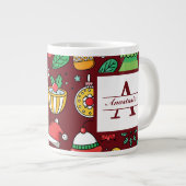 Feestelijke Kerstdoedels Monogram Grote Koffiekop (Voorkant rechts)
