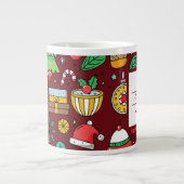 Feestelijke Kerstdoedels Monogram Grote Koffiekop (Voorkant)