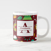 Feestelijke Kerstdoedels Monogram Grote Koffiekop (Rechts)