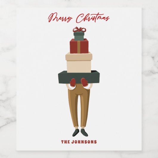 feestelijke kerstdozen wijn etiket (Enkel label)