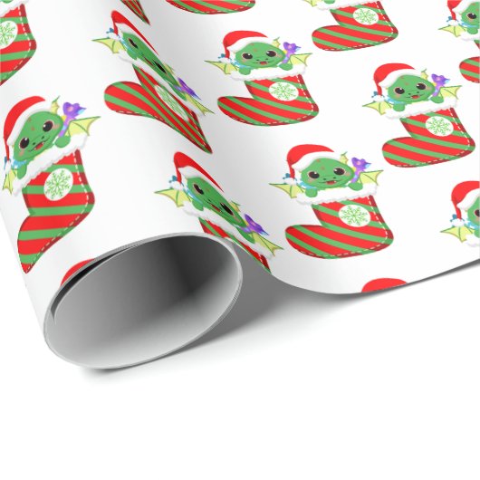 feestelijke kerstdraak  cadeaupapier (Rol Hoek)