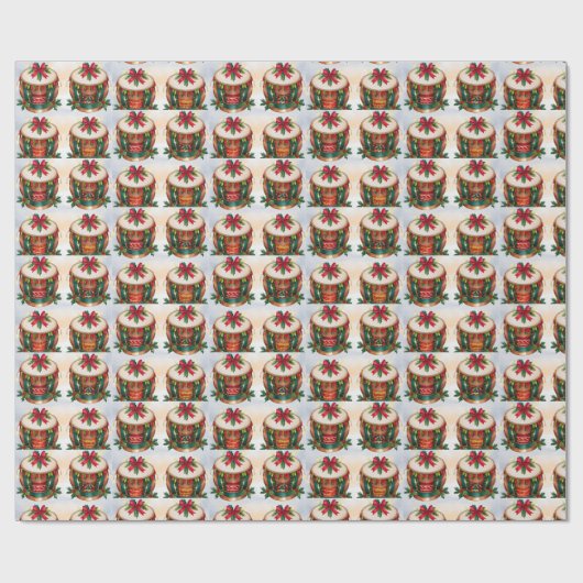 Feestelijke kerstdrums inpakpapier (Vlak)
