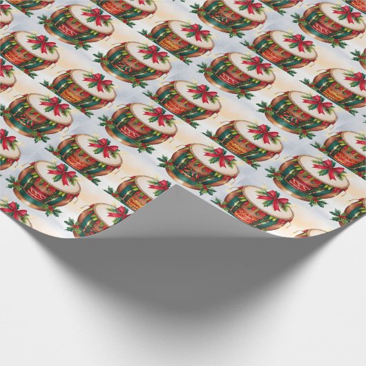 Feestelijke kerstdrums inpakpapier (Hoek)
