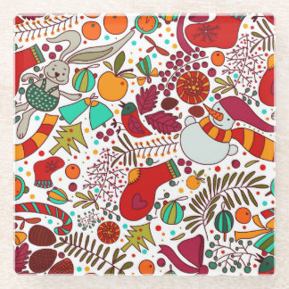 Feestelijke kerstelementen Naadloos ontwerp Glazen Onderzetter