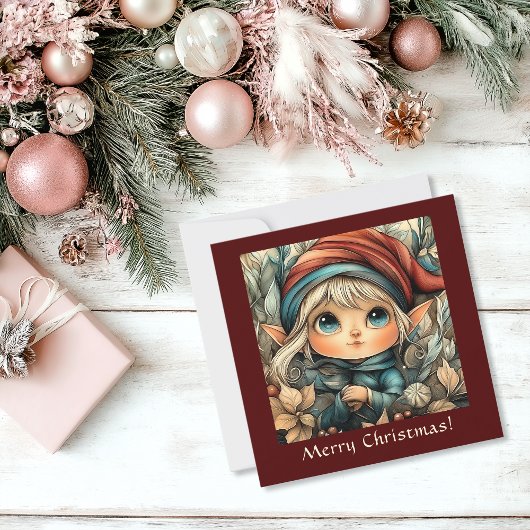 Feestelijke Kerstelf Aanpasbaar Feestdagenkaart