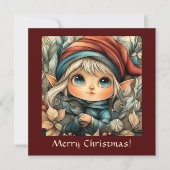 Feestelijke Kerstelf Aanpasbaar Feestdagenkaart (Voorkant)