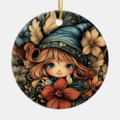 Feestelijke kerstelf  keramisch ornament (Voorkant)