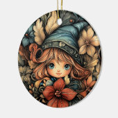 Feestelijke kerstelf  keramisch ornament (Links)