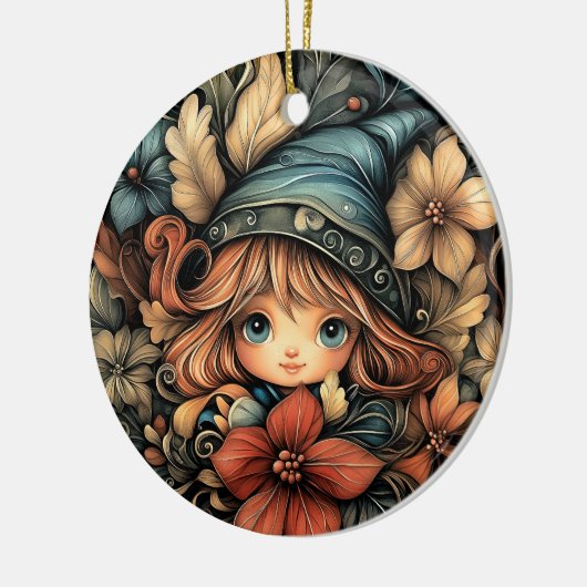 Feestelijke kerstelf keramisch ornament (Links)