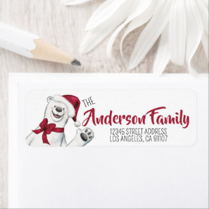 Feestelijke Kerstelijke Ijsbeer Etiket