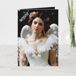 feestelijke kerstengel in de sneeuw feestdagen kaart