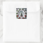 Feestelijke kerstetalage vierkante sticker (Tas)