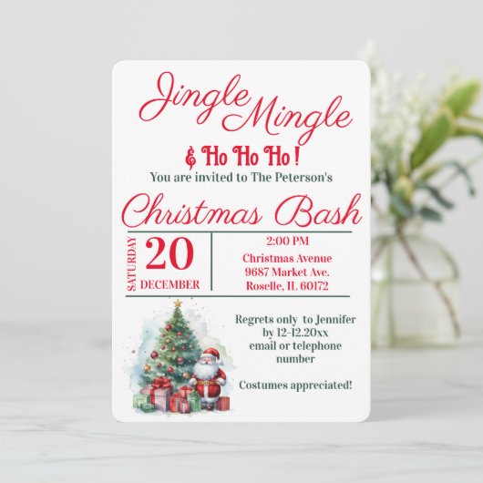 Feestelijke kerstfeest Bash Kaart (Staand voorkant)