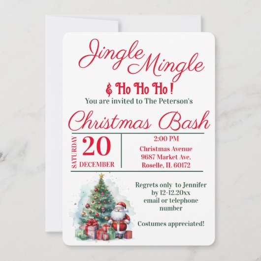 Feestelijke kerstfeest Bash Kaart (Voorkant)