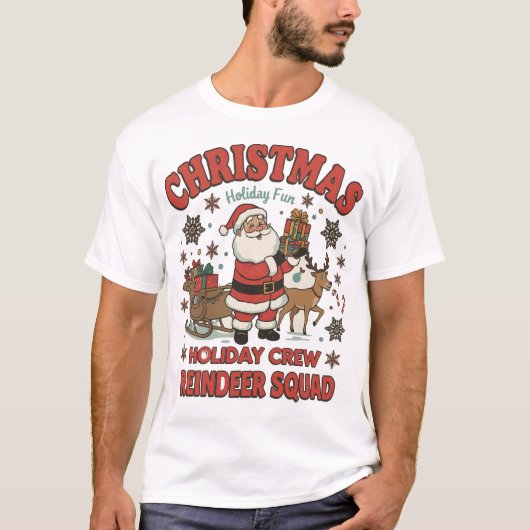 Feestelijke Kerstfeest Rendieren Cartoon Party T-S T-shirt (Voorkant)