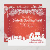 feestelijke kerstfeest, rood, wit, aankondiging (Voorkant / Achterkant)