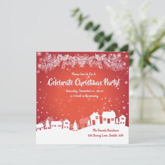 feestelijke kerstfeest, rood, wit, aankondiging (Staand voorkant)