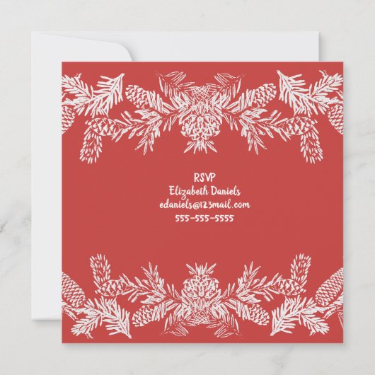 feestelijke kerstfeest, rood, wit, aankondiging (Achterkant)