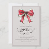 Feestelijke Kerstfeest Uitnodigen met Santa Bow Feestdagenkaart (Voorkant)