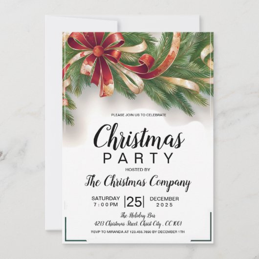 Feestelijke Kerstfeest Uitnodiging Kaart - Gouden  (Voorkant)