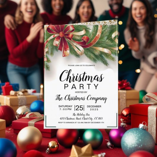 Feestelijke Kerstfeest Uitnodiging Kaart - Gouden 