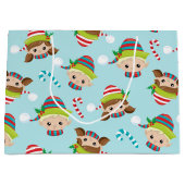 feestelijke kerstfeestdag groot cadeauzakje (Voorkant)