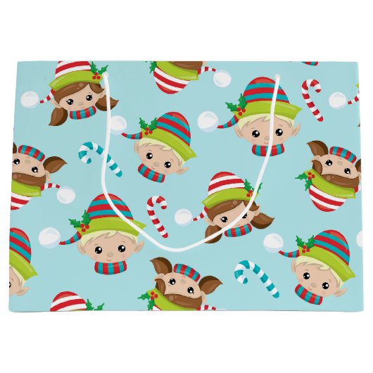 feestelijke kerstfeestdag groot cadeauzakje (Voorkant)