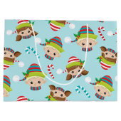 feestelijke kerstfeestdag groot cadeauzakje (Achterkant)