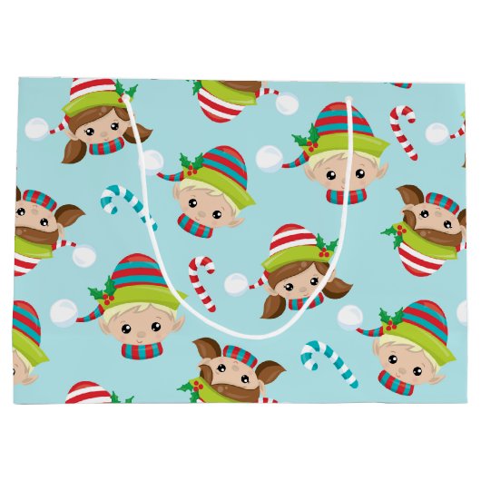 feestelijke kerstfeestdag groot cadeauzakje (Achterkant)